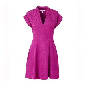 NWT DEREK LAM 10 CROSBY Christina Short Sleeve Mini Dress in Hibiscus